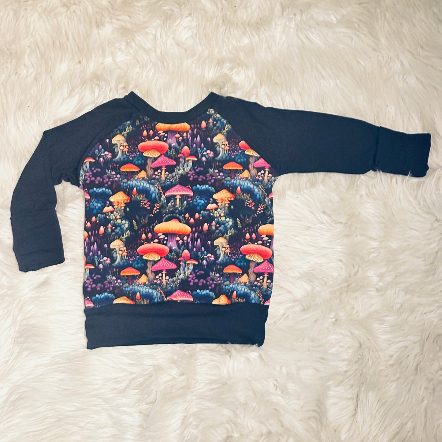 Kids Mushroom + Navy Bamboo Long Sleeve