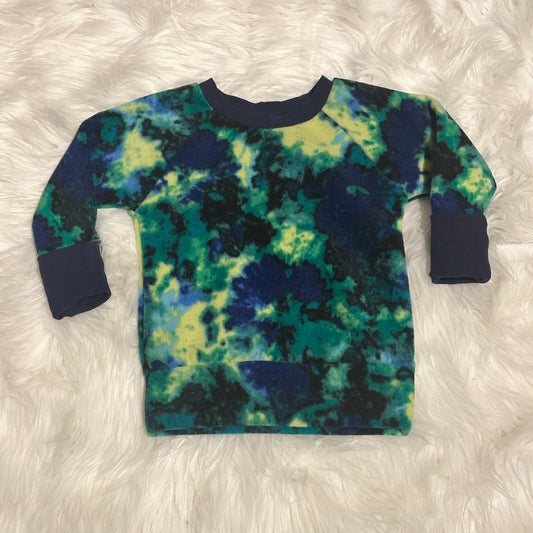 12m-3T Blue + Green Fleece Pullover