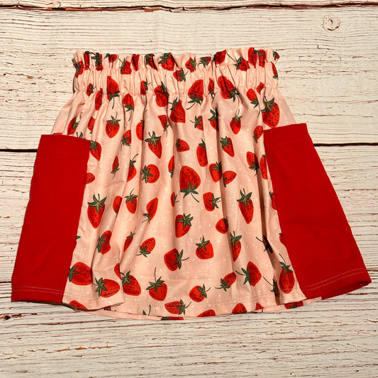 Strawberry Cotton Skirt with Pockets