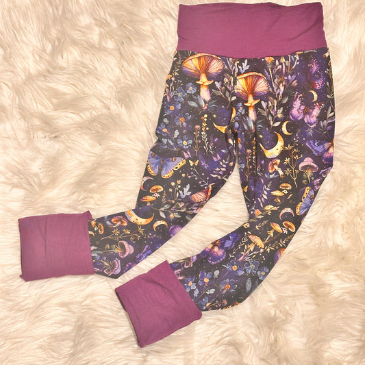 Kids Purple Mushroom Leggings in Bamboo