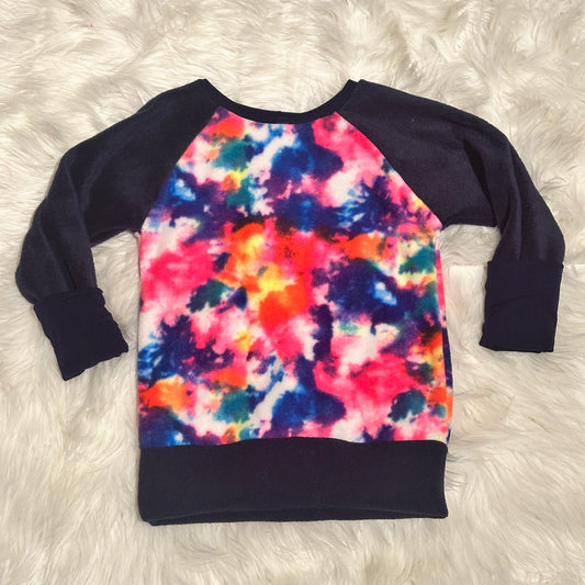 6-9y Fleece Pullover Tie Dye and Navy