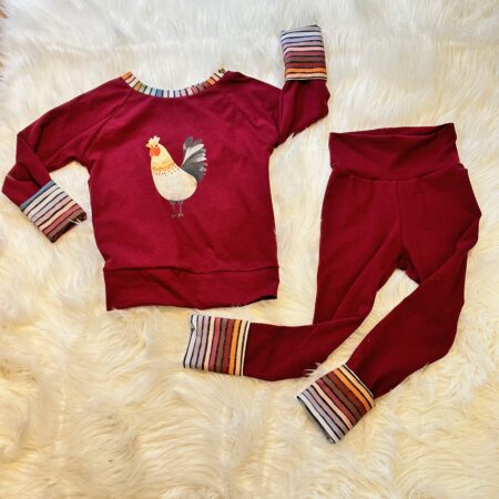 3-6y Maroon Chicken Set - cotton