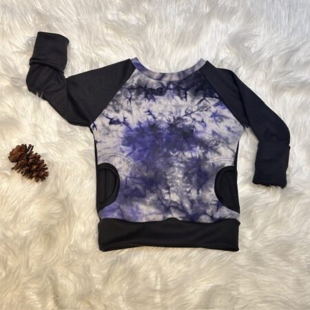 3-6y Navy & White Marble Wool Pocket Pullover