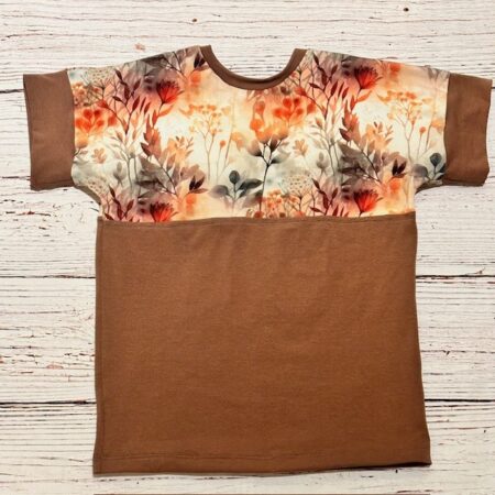 Summer - 6-9y Pink and tan meadow dolman SS